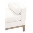 Pemberly Row Upholstered Oak Bench With Bolster Pillows in White