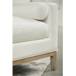 Pemberly Row Upholstered Oak Bench With Bolster Pillows in White