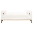 Pemberly Row Upholstered Oak Bench With Bolster Pillows in White