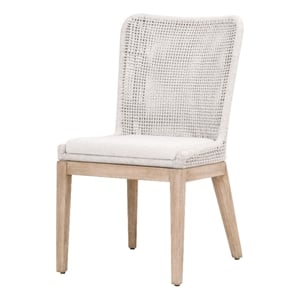 Pemberly Row 20&quot Rope Mesh Fabric Dining Chair in Off White (Set of 2)