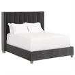 Pemberly Row Upholstered Velvet Queen Bed With Wing Headboard in Dove Gray