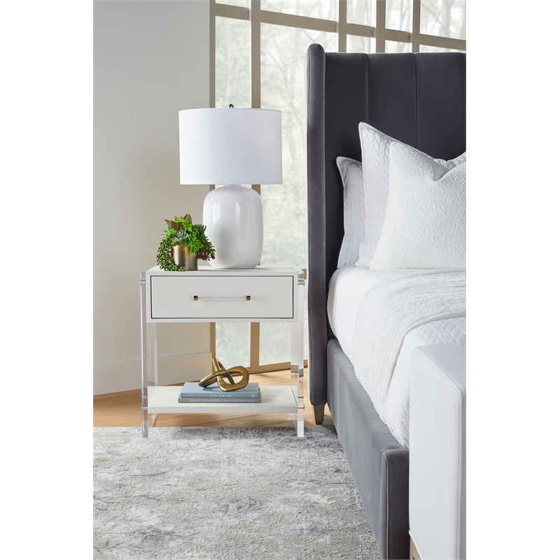 Pemberly Row Upholstered Velvet Queen Bed With Wing Headboard in Dove Gray
