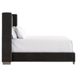 Pemberly Row Upholstered Velvet Queen Bed With Wing Headboard in Dove Gray
