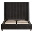 Pemberly Row Upholstered Velvet Queen Bed With Wing Headboard in Dove Gray