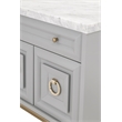 Pemberly Row Marble Top Wood Media Chest With Storage in Dove Gray