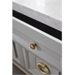 Pemberly Row Marble Top Wood Media Chest With Storage in Dove Gray