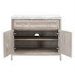 Pemberly Row Marble Top Wood Media Chest With Storage in Natural Gray