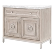 Pemberly Row Marble Top Wood Media Chest With Storage in Natural Gray