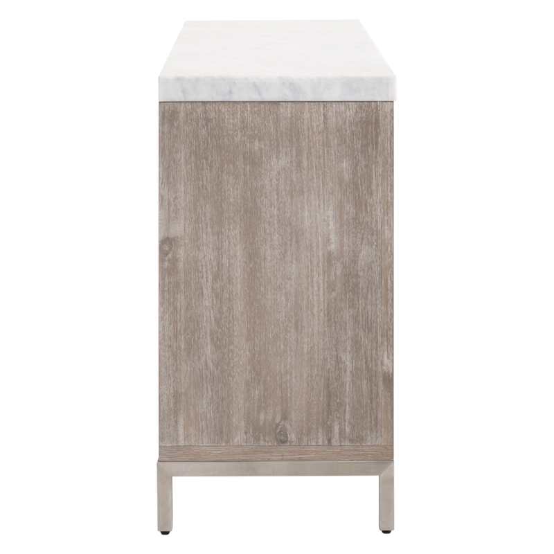 Pemberly Row Contemporary Marble Top 6-Drawer Wood Dresser in Gray