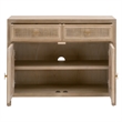 Pemberly Row Reclaimed Oak Cane Inlay Media Cabinet in Smoke Gray