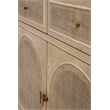 Pemberly Row Reclaimed Oak Cane Inlay Media Cabinet in Smoke Gray