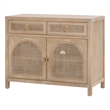 Pemberly Row Reclaimed Oak Cane Inlay Media Cabinet in Smoke Gray