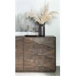 Pemberly Row Contemporary 3D Front 6-Drawer Acacia Wood Dresser in Brown