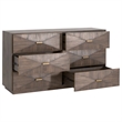 Pemberly Row Contemporary 3D Front 6-Drawer Acacia Wood Dresser in Brown