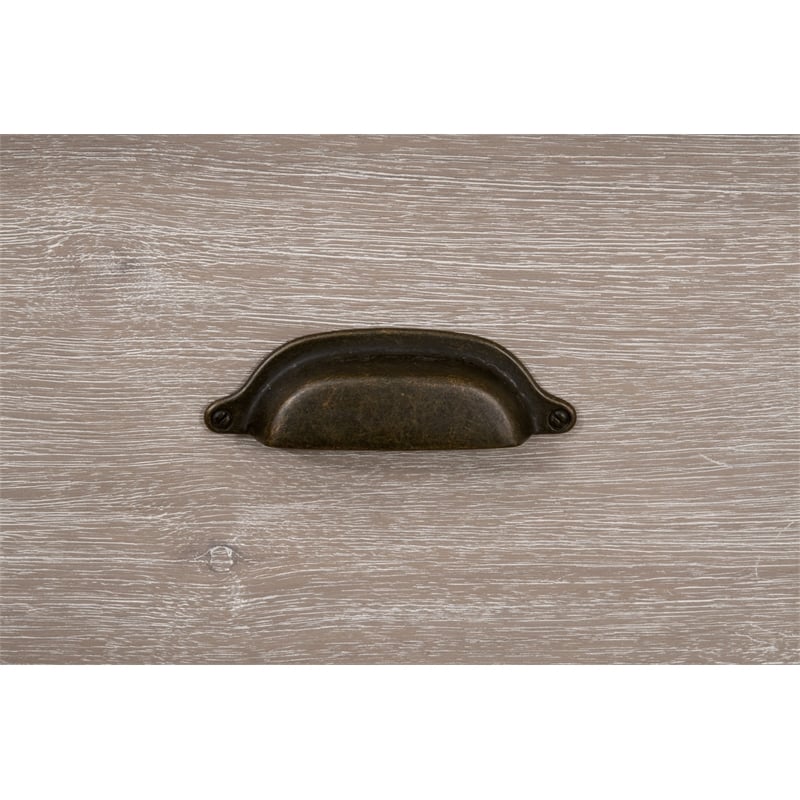 Pemberly Row Contemporary 7-Drawer Acacia Wood Media Dresser in Gray