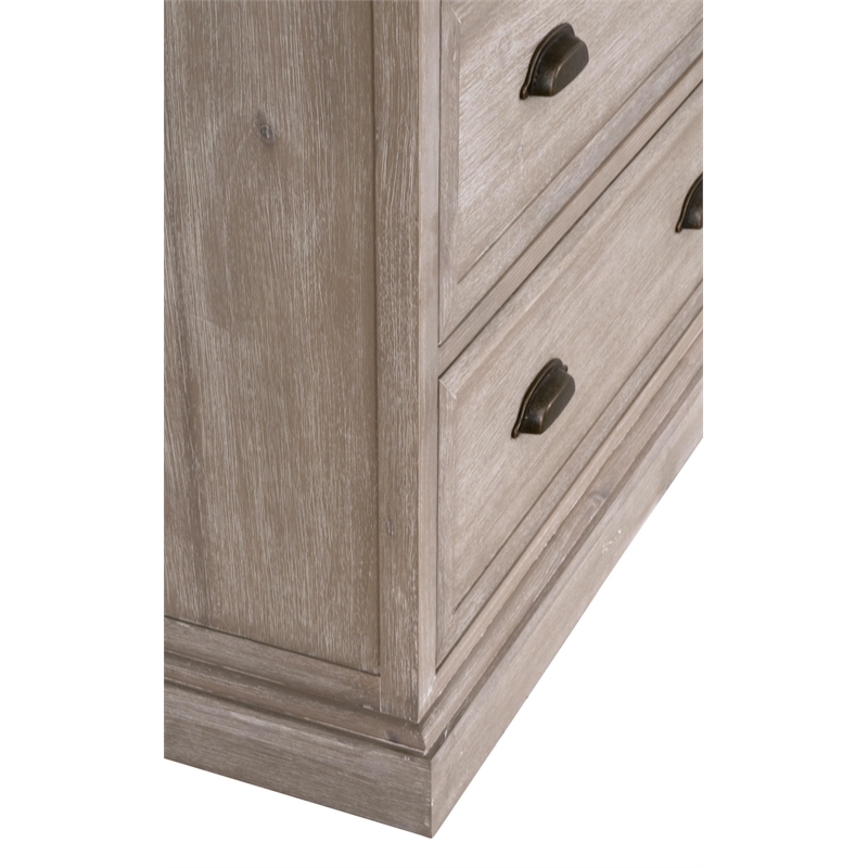Pemberly Row Contemporary 7-Drawer Acacia Wood Media Dresser in Gray