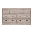 Pemberly Row Contemporary 7-Drawer Acacia Wood Media Dresser in Gray