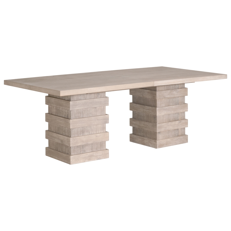 Pemberly Row Acacia Extension Dining Table Seating Up to 10 in Gray