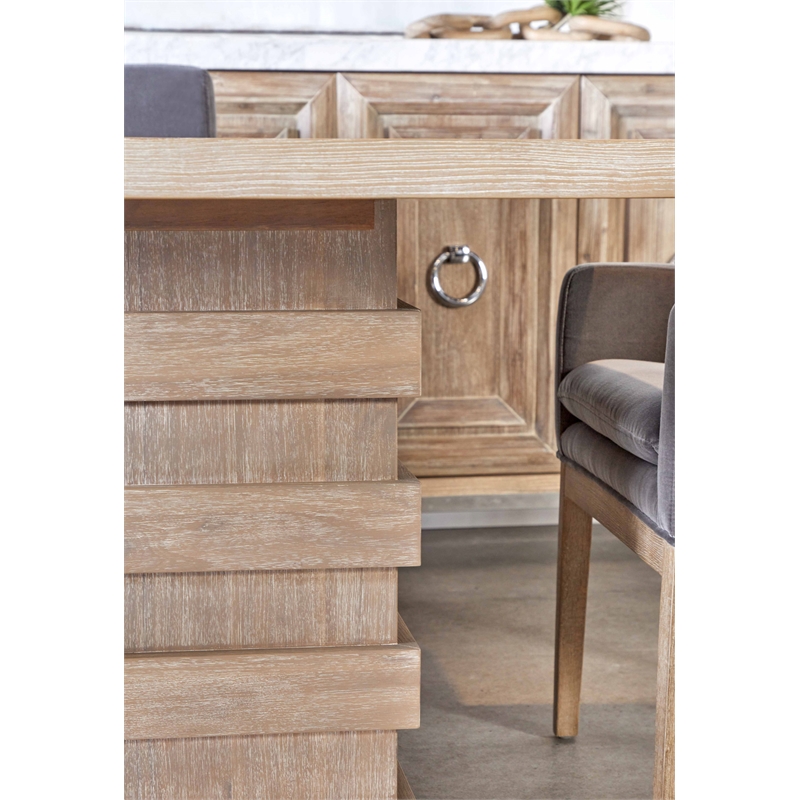 Pemberly Row Acacia Extension Dining Table Seating Up to 10 in Gray