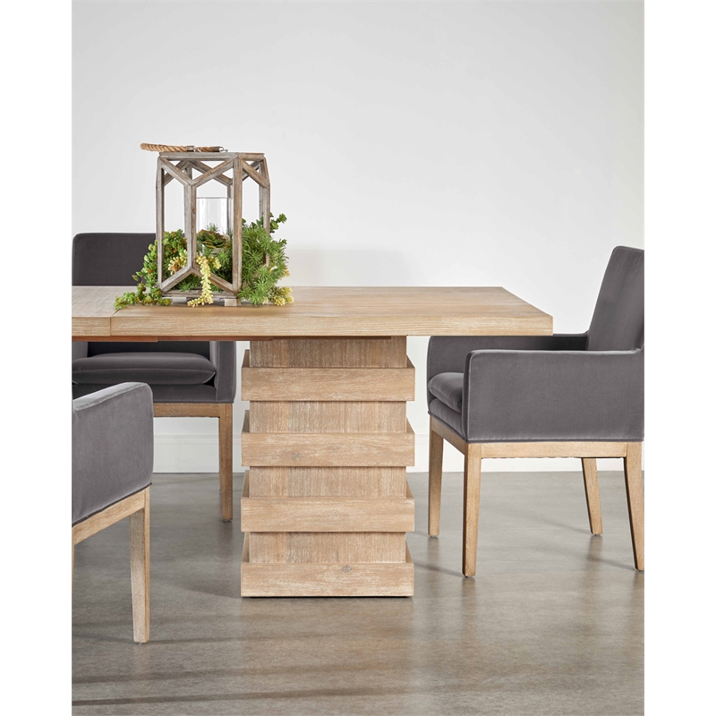 Pemberly Row Acacia Extension Dining Table Seating Up to 10 in Gray