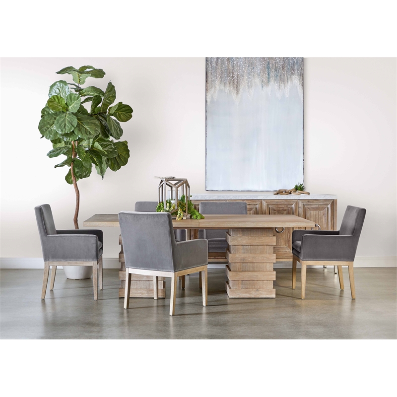 Pemberly Row Acacia Extension Dining Table Seating Up to 10 in Gray