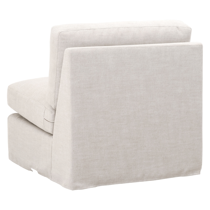 Pemberly Row Contemporary Modular Fabric Armless Chair in Beige