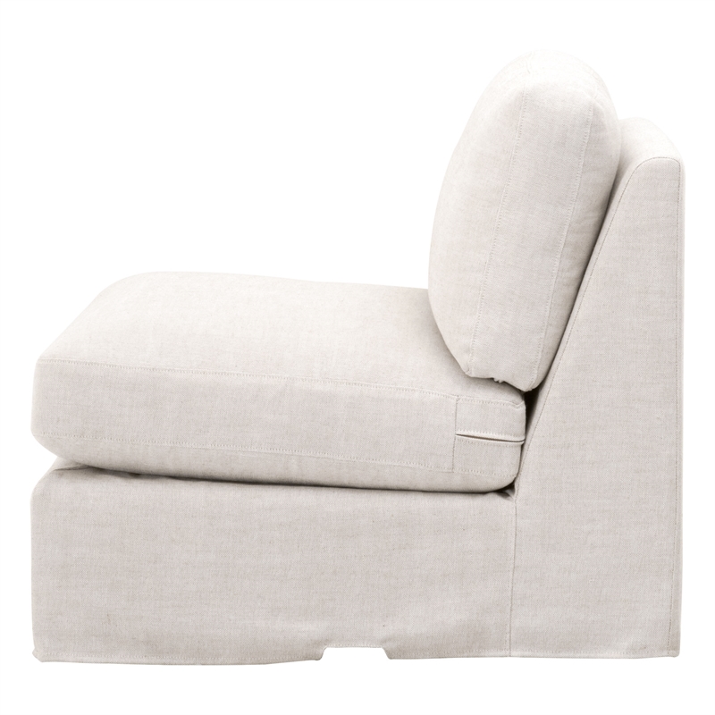 Pemberly Row Contemporary Modular Fabric Armless Chair in Beige