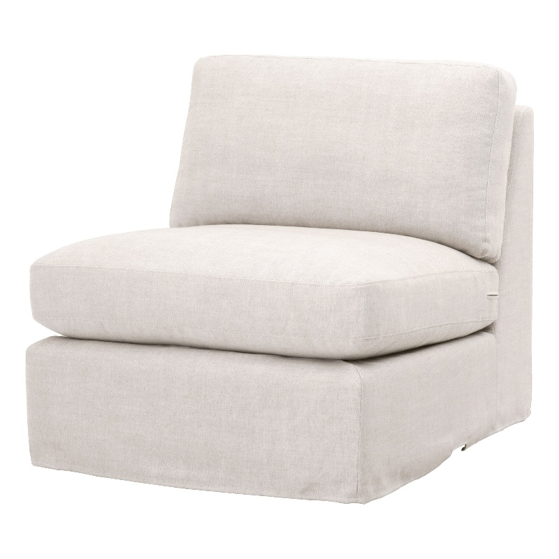 Pemberly Row Contemporary Modular Fabric Armless Chair in Beige