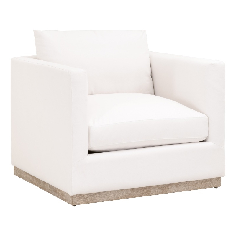 Pemberly Row Contemporary Performance Fabric Sofa Chair in Ivory/Gray