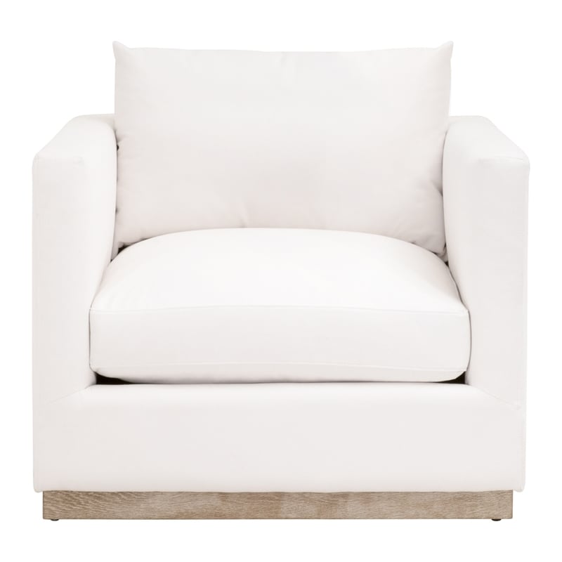 Pemberly Row Contemporary Performance Fabric Sofa Chair in Ivory/Gray
