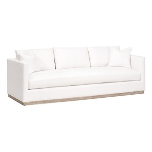 Pemberly Row 96&quot Performance Fabric Sofa With Pillows in Ivory/Gray