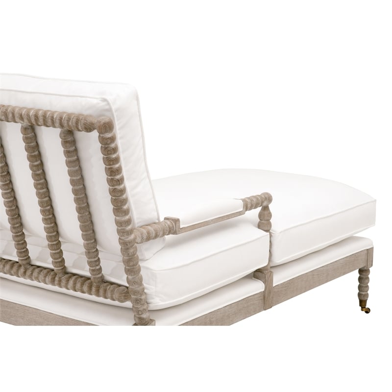 Pemberly Row Contemporary Spool Design Wood Frame Chaise Lounge in White