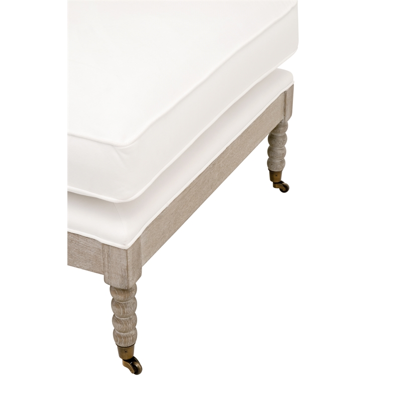 Pemberly Row Contemporary Spool Design Wood Frame Chaise Lounge in White