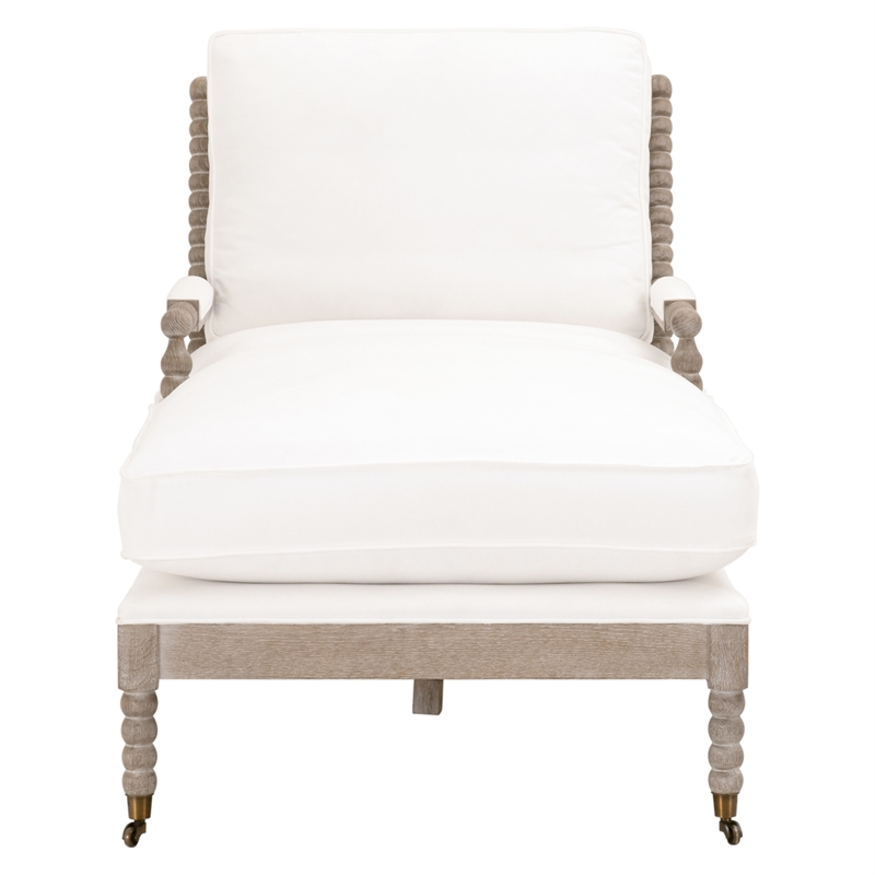 Pemberly Row Contemporary Spool Design Wood Frame Chaise Lounge in White