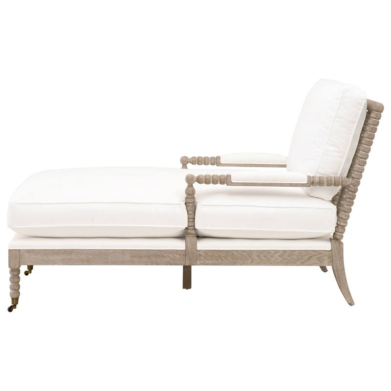 Pemberly Row Contemporary Spool Design Wood Frame Chaise Lounge in White