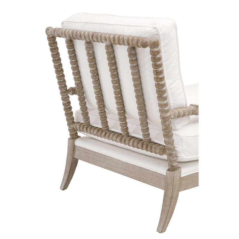 Pemberly Row Contemporary Spool Design Wood Frame Chaise Lounge in White