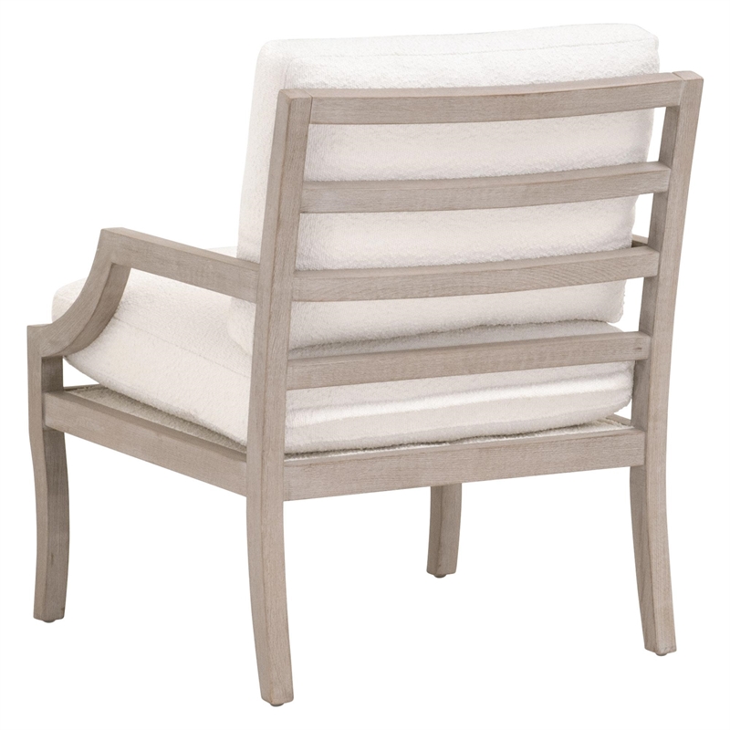 Pemberly Row Contemporary Slatted Back Boucle Fabric Club Chair in White