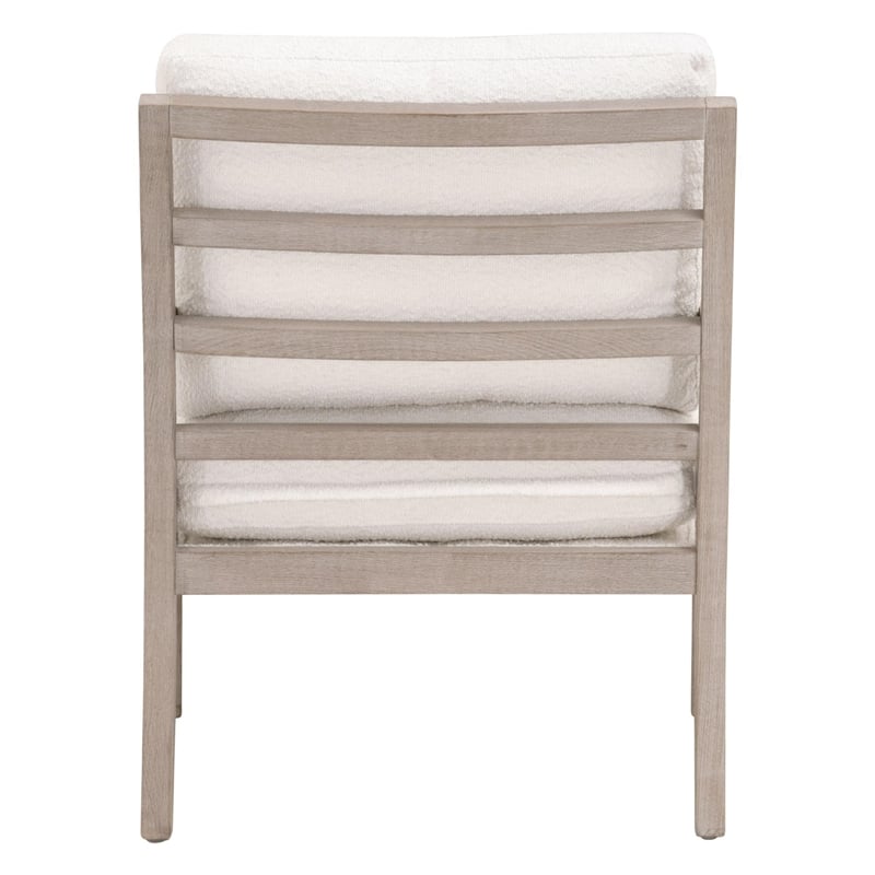 Pemberly Row Contemporary Slatted Back Boucle Fabric Club Chair in White