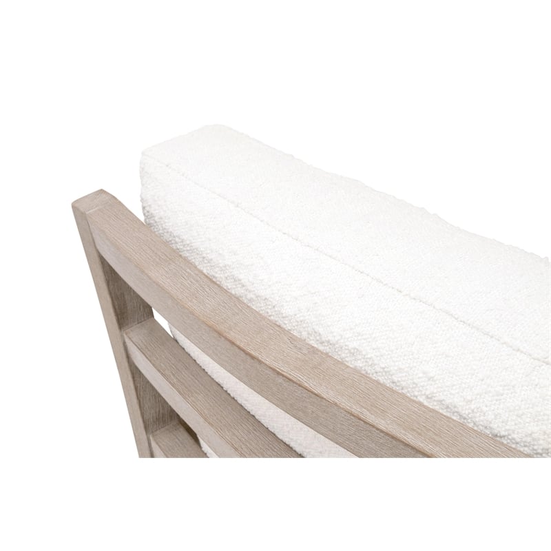 Pemberly Row Contemporary Slatted Back Boucle Fabric Club Chair in White