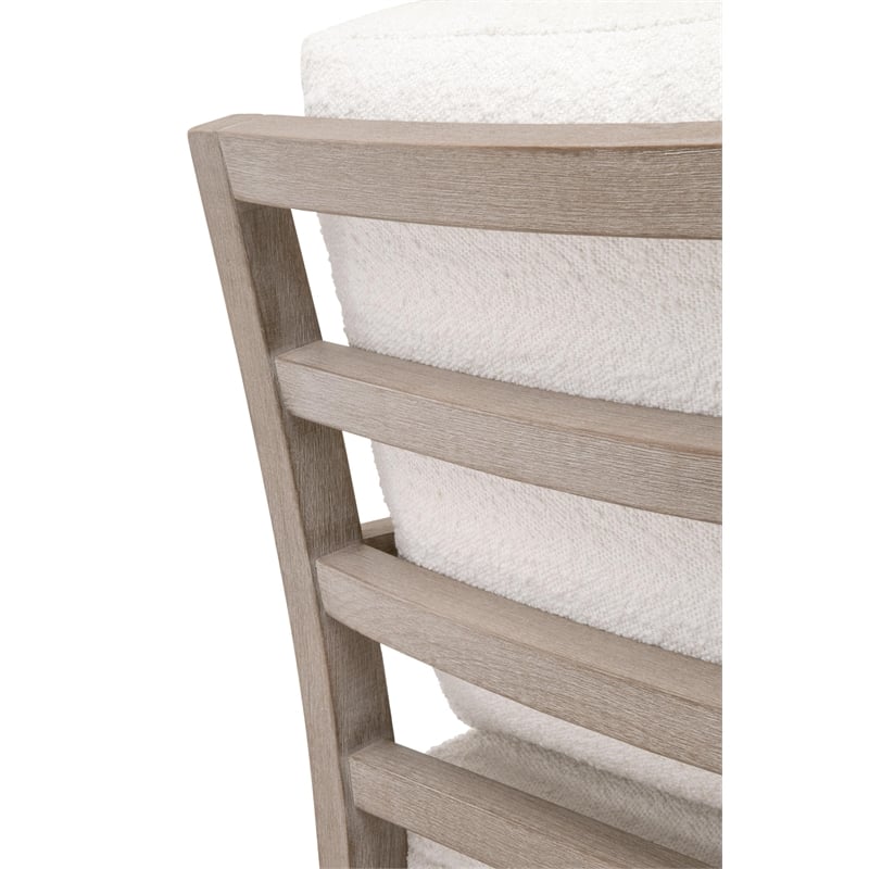 Pemberly Row Contemporary Slatted Back Boucle Fabric Club Chair in White