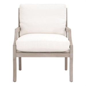 Pemberly Row Contemporary Slatted Back Boucle Fabric Club Chair in White