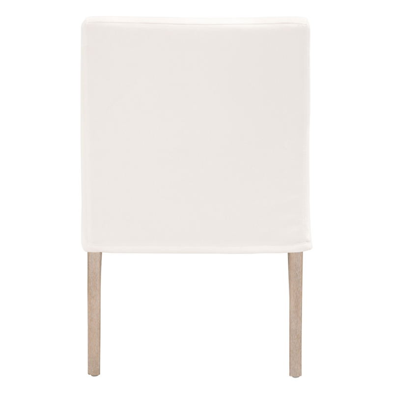 Pemberly Row Contemporary Slipcover Oak Wood Fabric Arm Chair in White