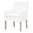Pemberly Row Contemporary Slipcover Oak Wood Fabric Arm Chair in White
