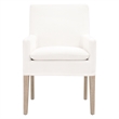 Pemberly Row Contemporary Slipcover Oak Wood Fabric Arm Chair in White