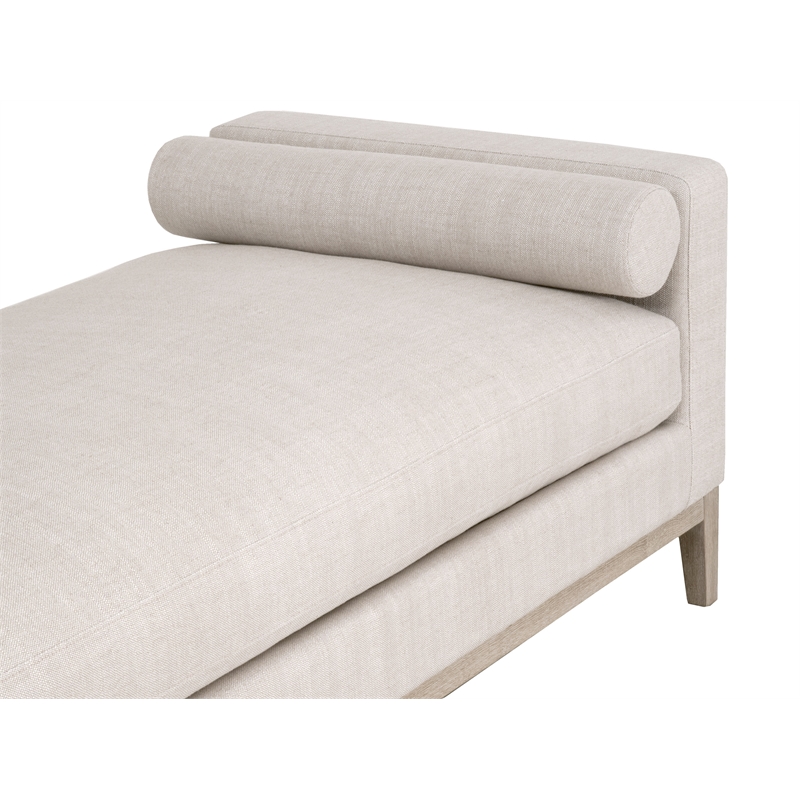 Pemberly Row Fabric Daybed With Bolster Pillows in Bisque Beige