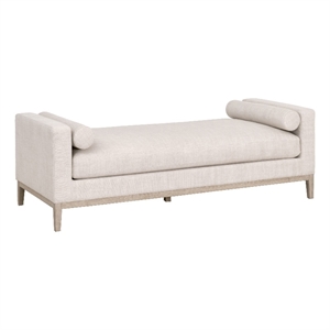 Pemberly Row Fabric Daybed With Bolster Pillows in Bisque Beige