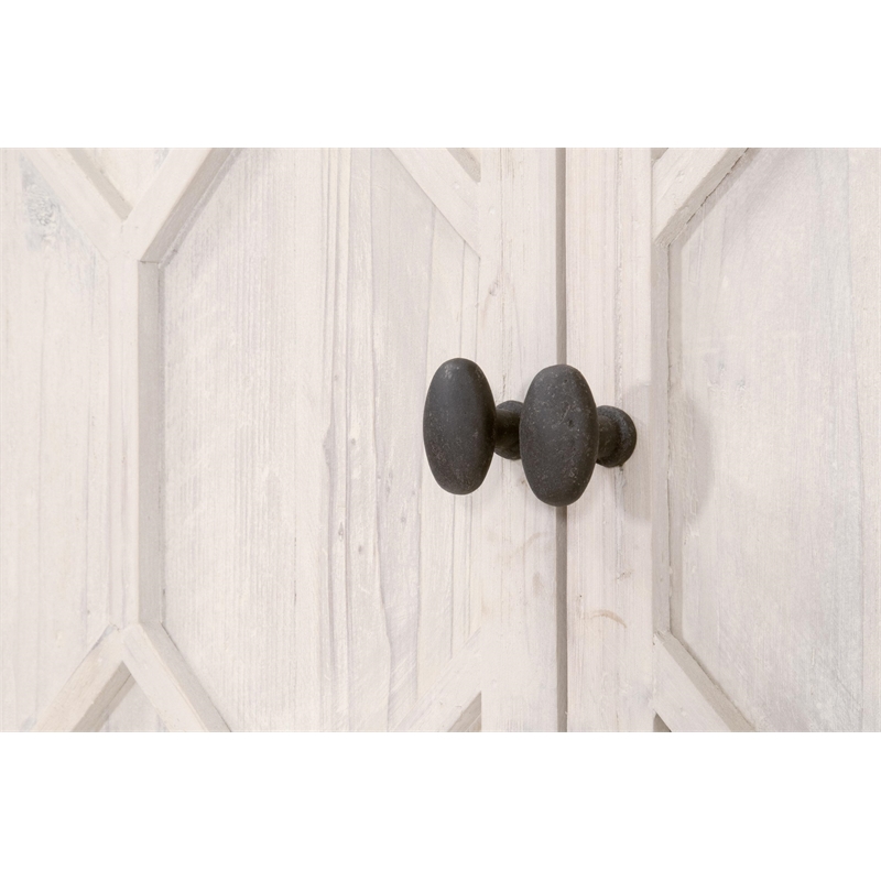 Pemberly Row Quartz Top Pine Media Sideboard With Storage in White