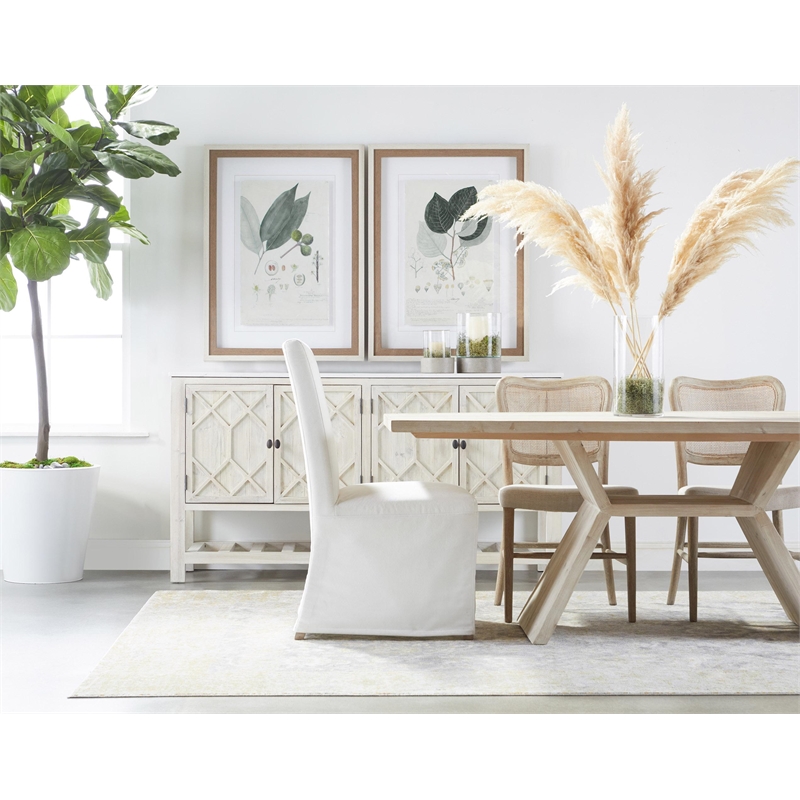 Pemberly Row Quartz Top Pine Media Sideboard With Storage in White