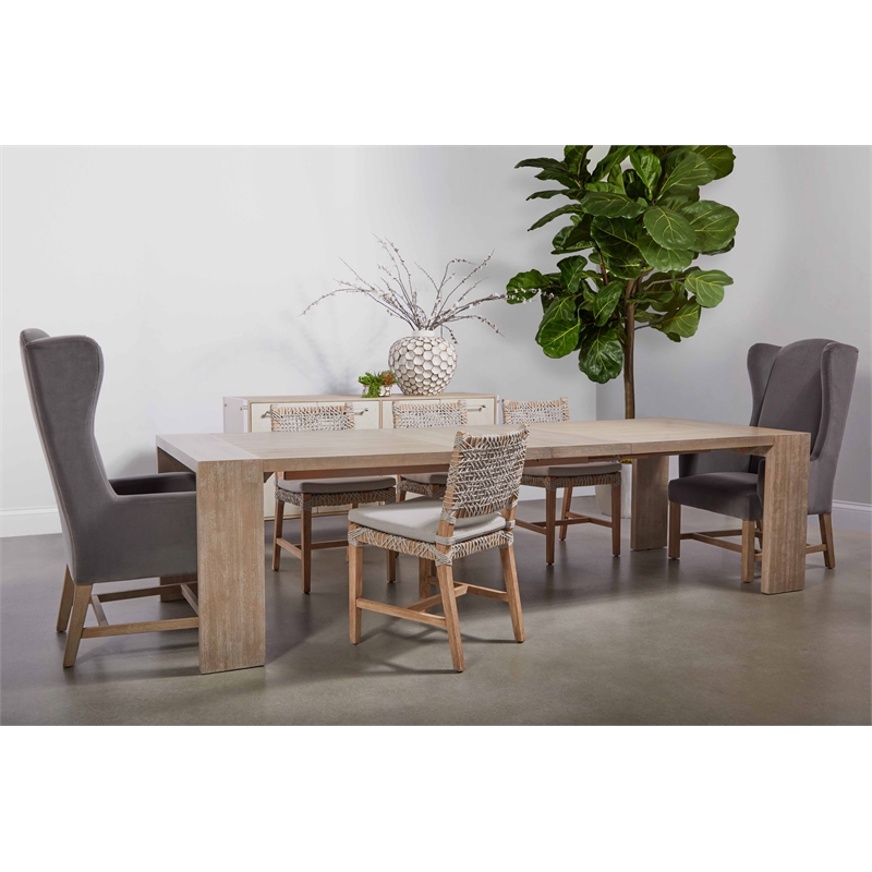 Pemberly Row Acacia Extension Dining Table Seating Up to 8 in Gray