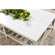 Pemberly Row Quartz Top Reclaimed Pine Trestle Coffee Table in White